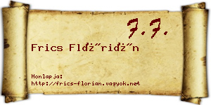 Frics Flórián névjegykártya